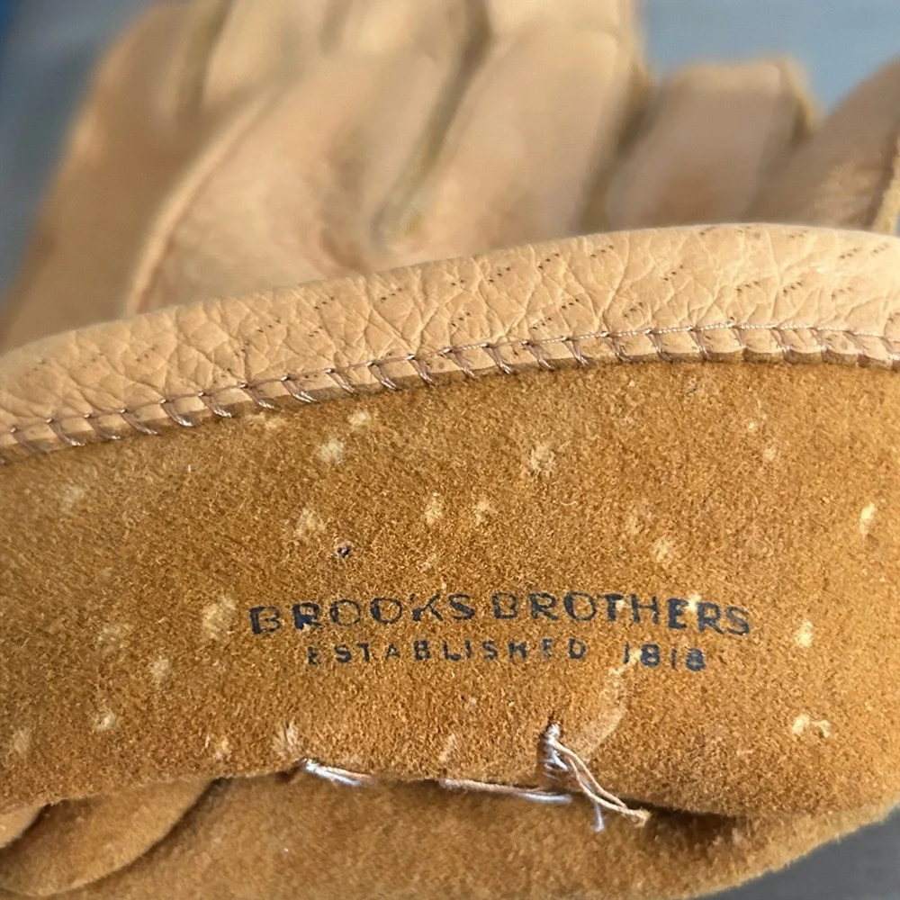 Men's Vintage Brooks Brothers Tan Pigskin Leather Gloves - Picture 4 of 10